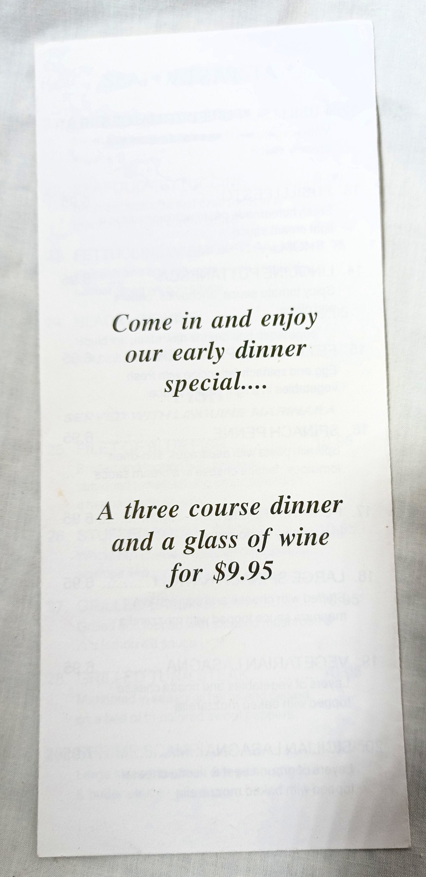 Frutti Di Mare Restaurant E 4th St East Village NYC Takeout Menu 2001 - TulipStuff