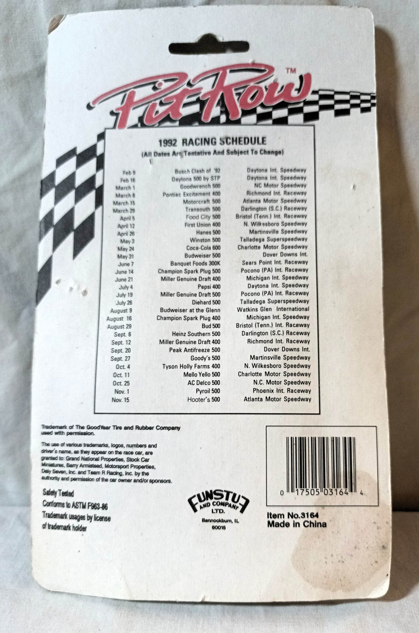 Funstuf Official Pit Row Stock Cars 3-Pack 1992 Gant Trickle Wallace - TulipStuff