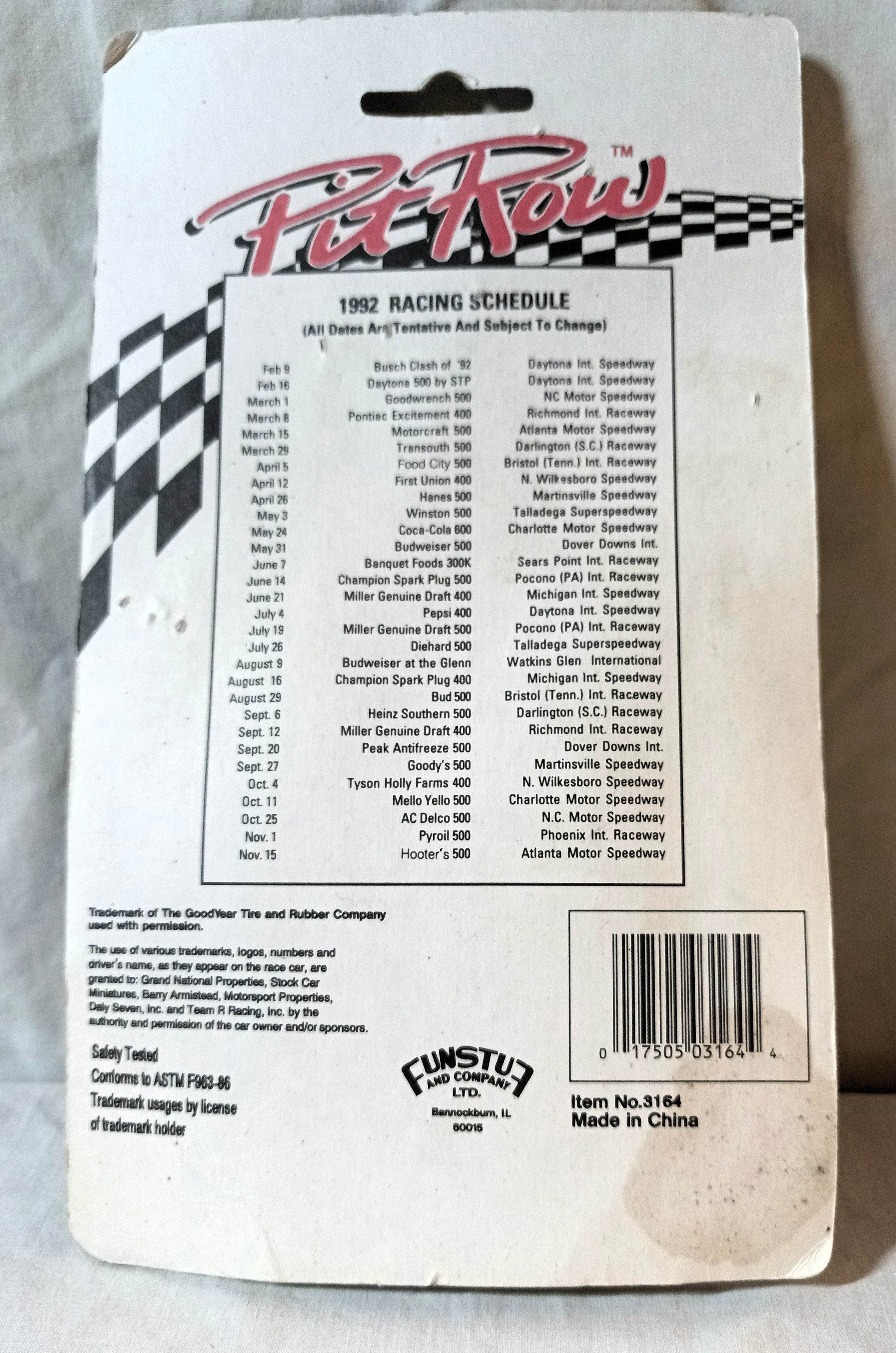 Funstuf Official Pit Row Stock Cars 3-Pack 1992 Gant Trickle Wallace - TulipStuff