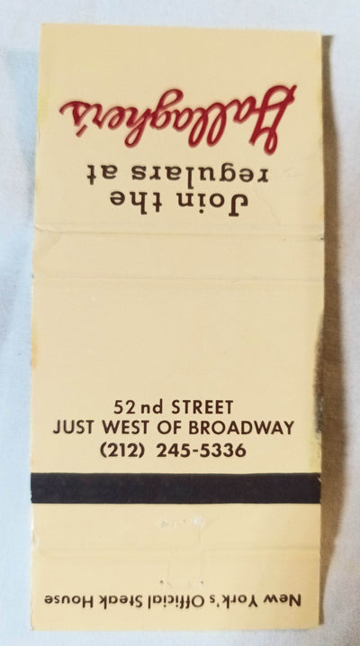 Gallagher's Steak House 52nd St New York City Matchbook Cover 1980's - TulipStuff