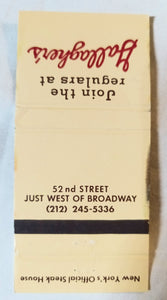 Gallagher's Steak House 52nd St New York City Matchbook Cover 1980's - TulipStuff