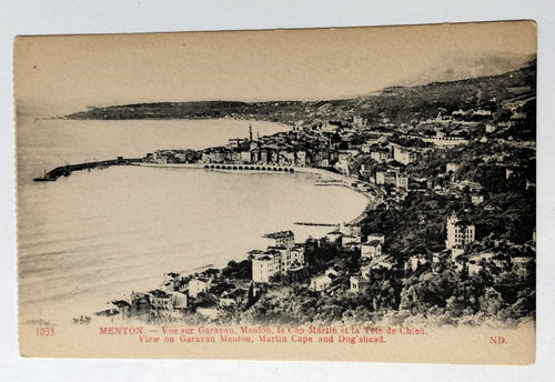 View Of Garavan Menton Martin Cape And Dog'shead France Postcard 1910's - TulipStuff