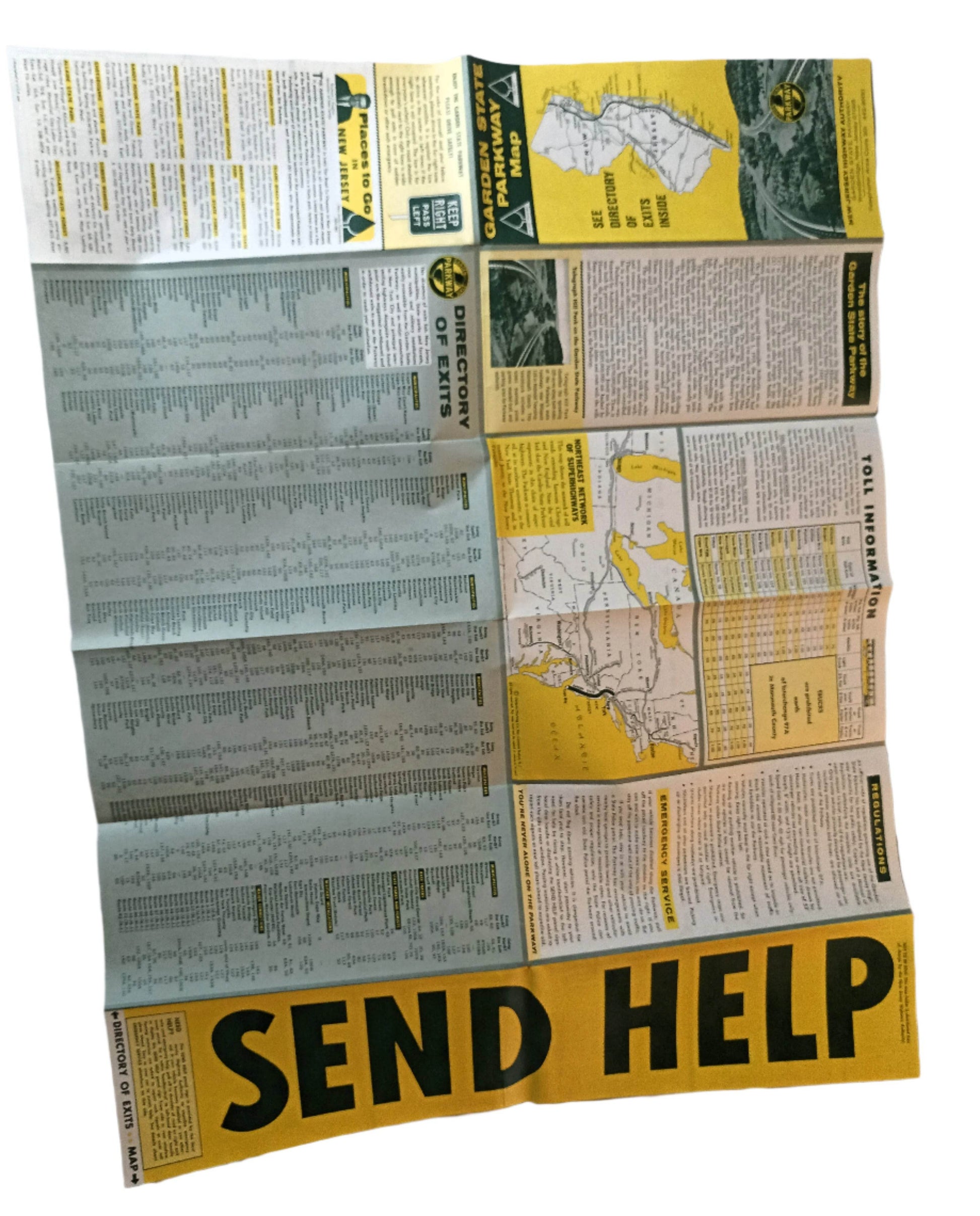 Garden State Parkway New Jersey Highway Map Directory Of Exits 1964 - TulipStuff