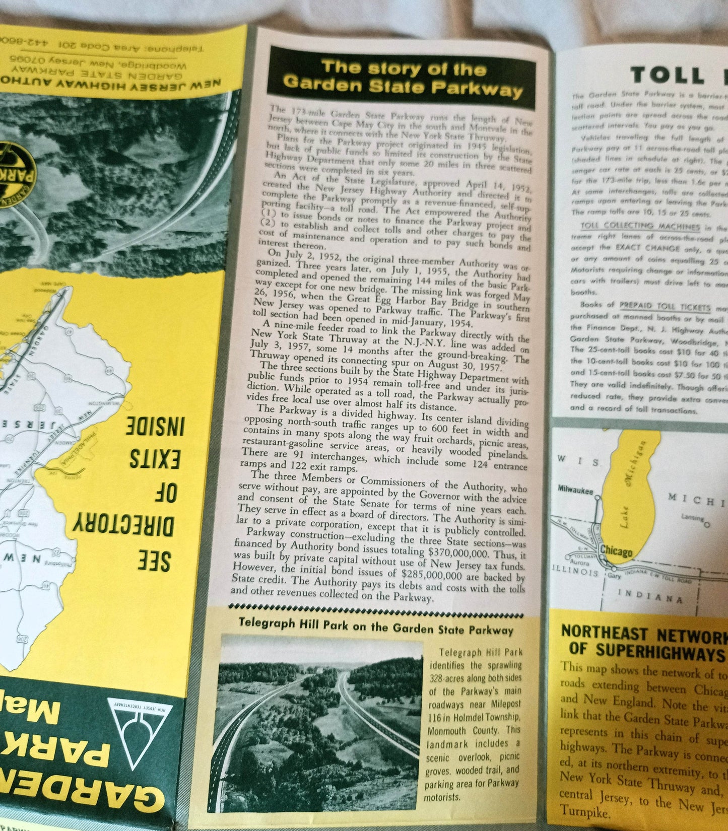 Garden State Parkway New Jersey Highway Map Directory Of Exits 1964 - TulipStuff