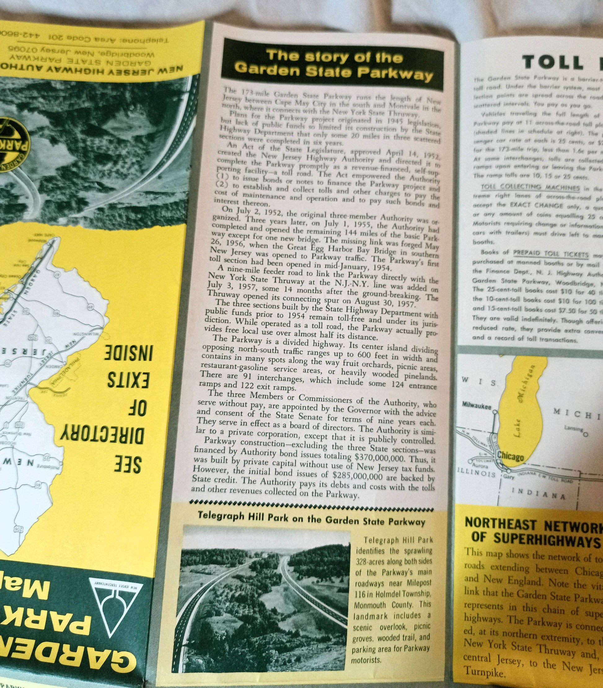 Garden State Parkway New Jersey Highway Map Directory Of Exits 1964 - TulipStuff