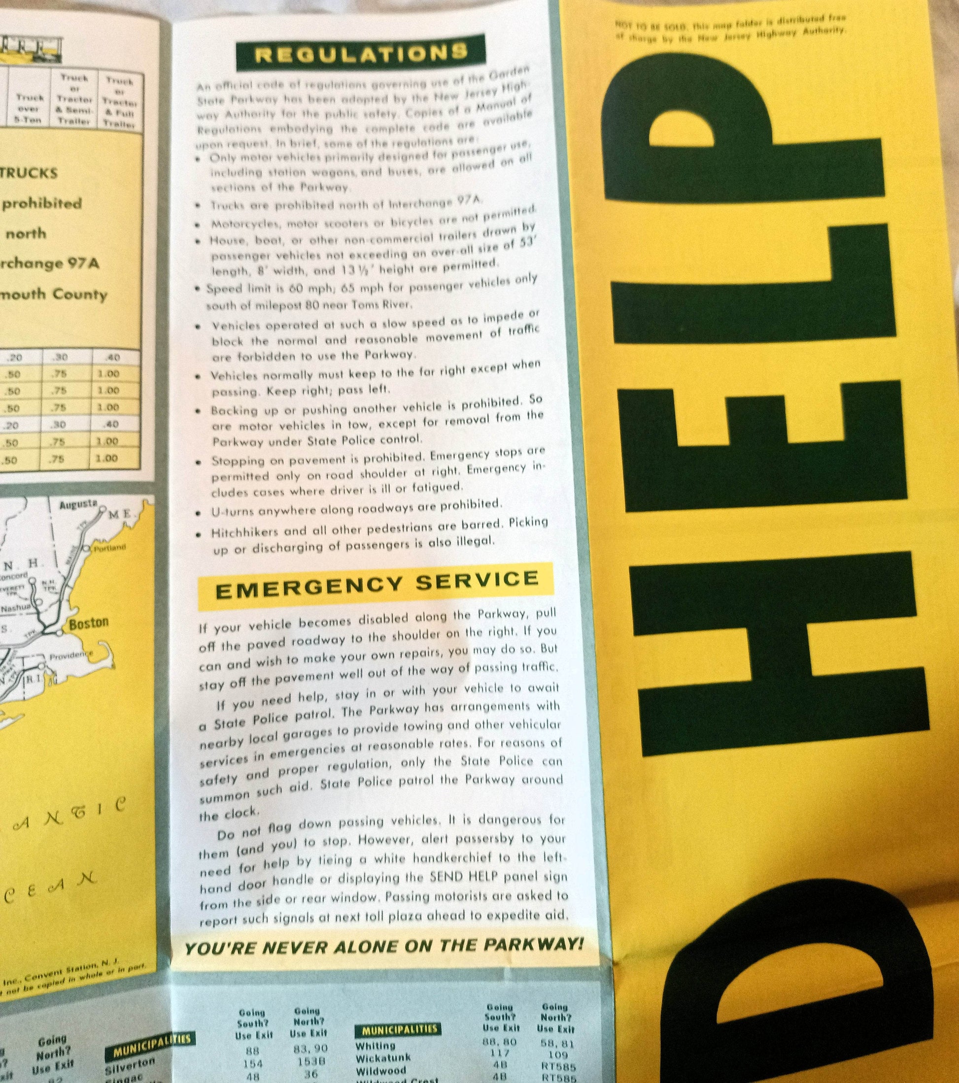 Garden State Parkway New Jersey Highway Map Directory Of Exits 1964 - TulipStuff