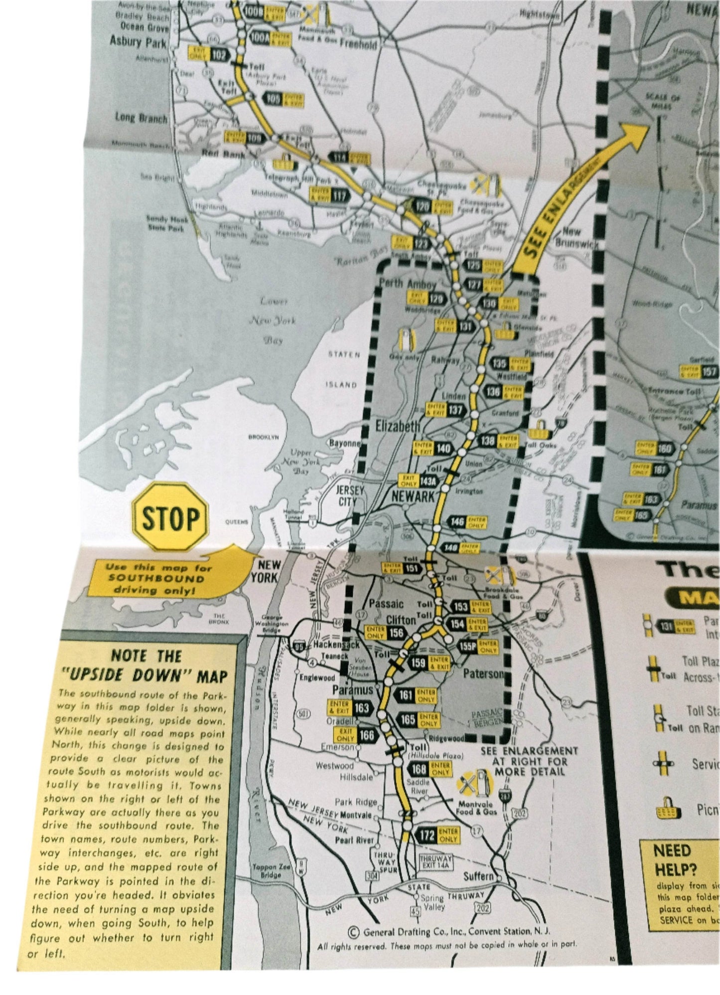 Garden State Parkway New Jersey Highway Map Directory Of Exits 1964 - TulipStuff