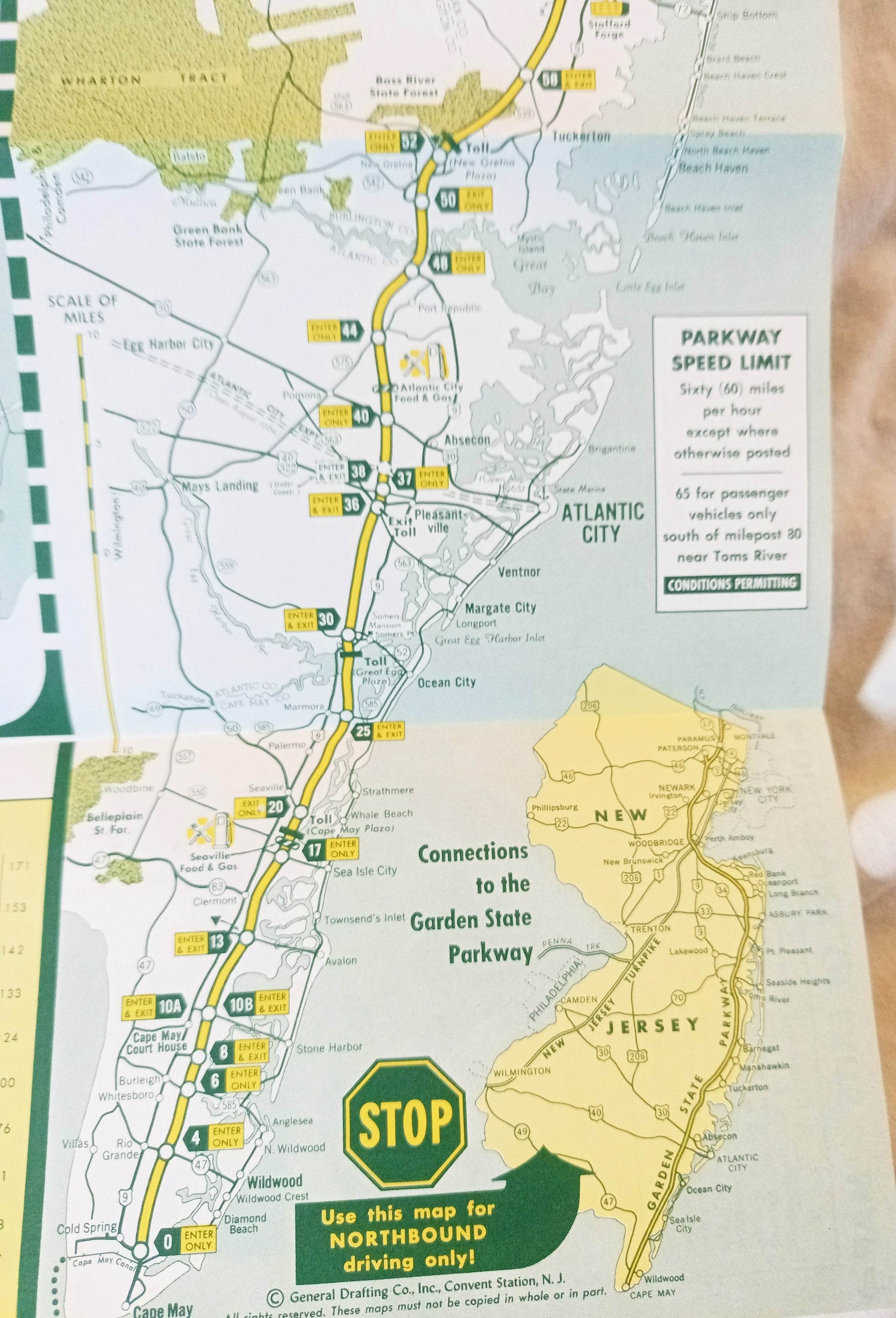 Garden State Parkway New Jersey Highway Map Directory Of Exits 1964 - TulipStuff