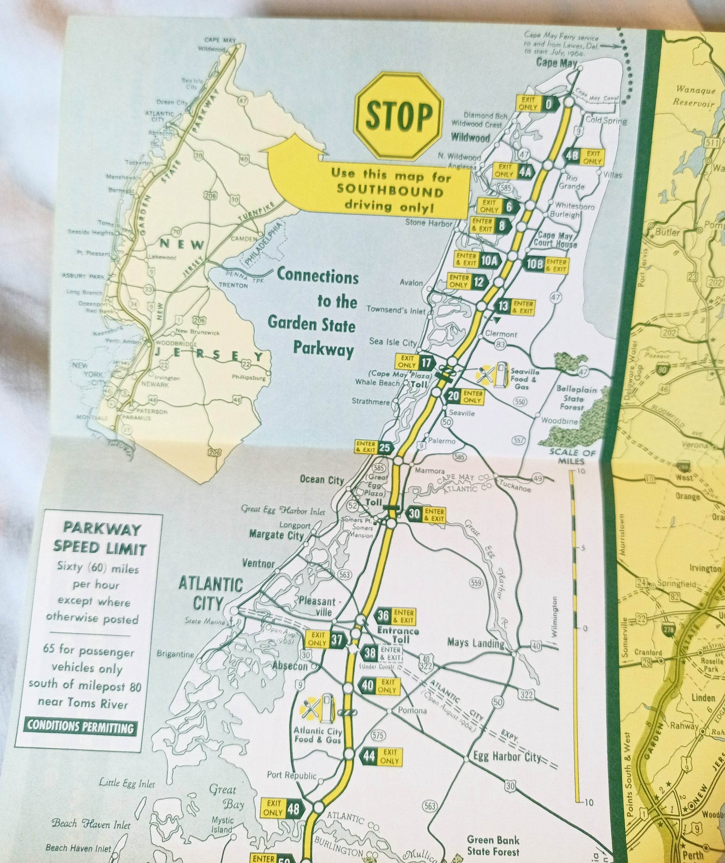 Garden State Parkway New Jersey Highway Map Directory Of Exits 1964 - TulipStuff