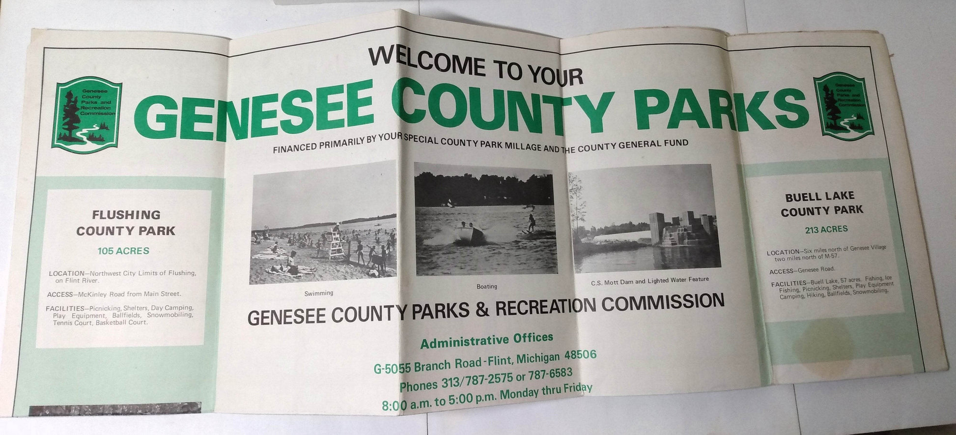 Genessee County Michigan 1972 Highway Map Parks Recreation - TulipStuff