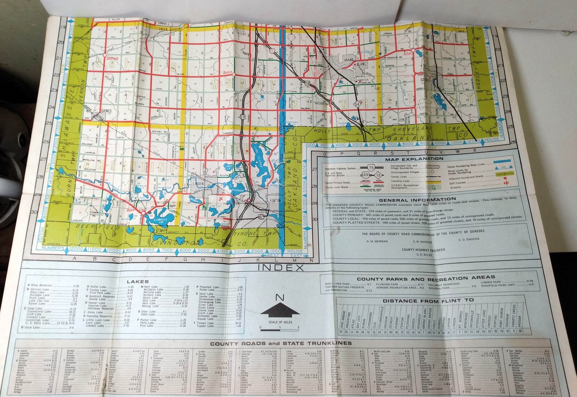 Genessee County Michigan 1972 Highway Map Parks Recreation - TulipStuff
