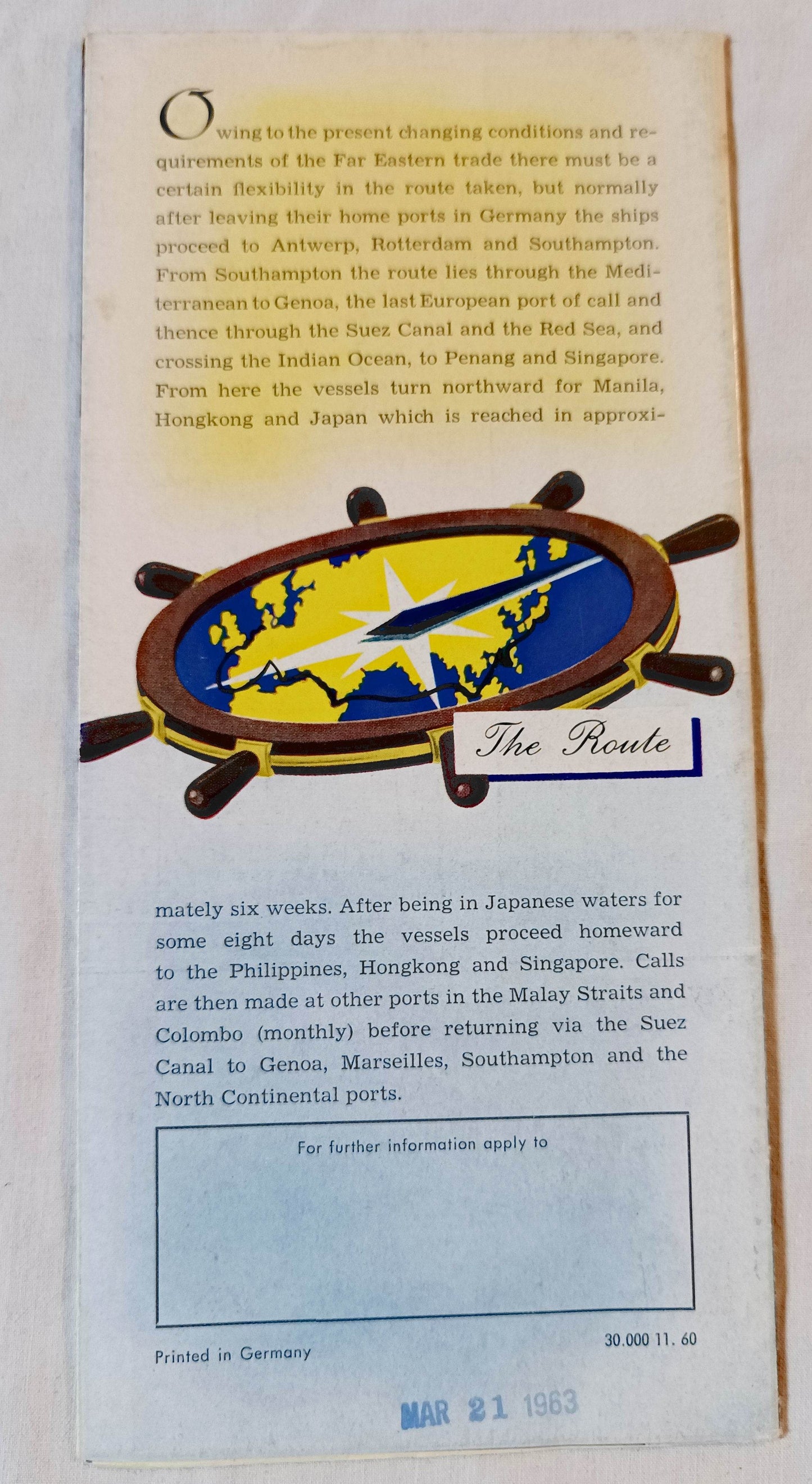 North German Lloyd Hamburg-American Line Far East Cruise Brochure 1960 - TulipStuff