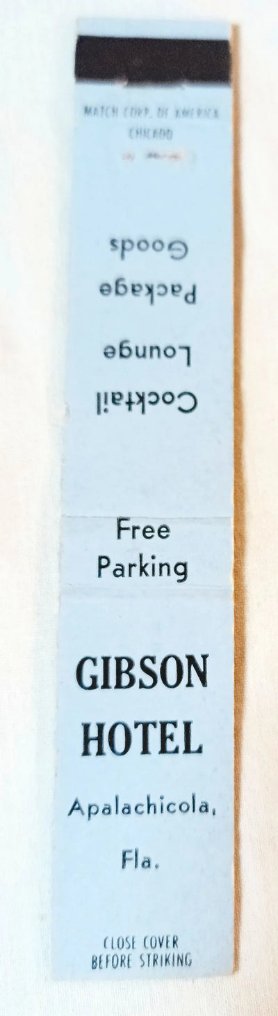 Gibson Hotel Apalachicola Florida Cocktail Lounge Matchbook Cover 1950's - TulipStuff