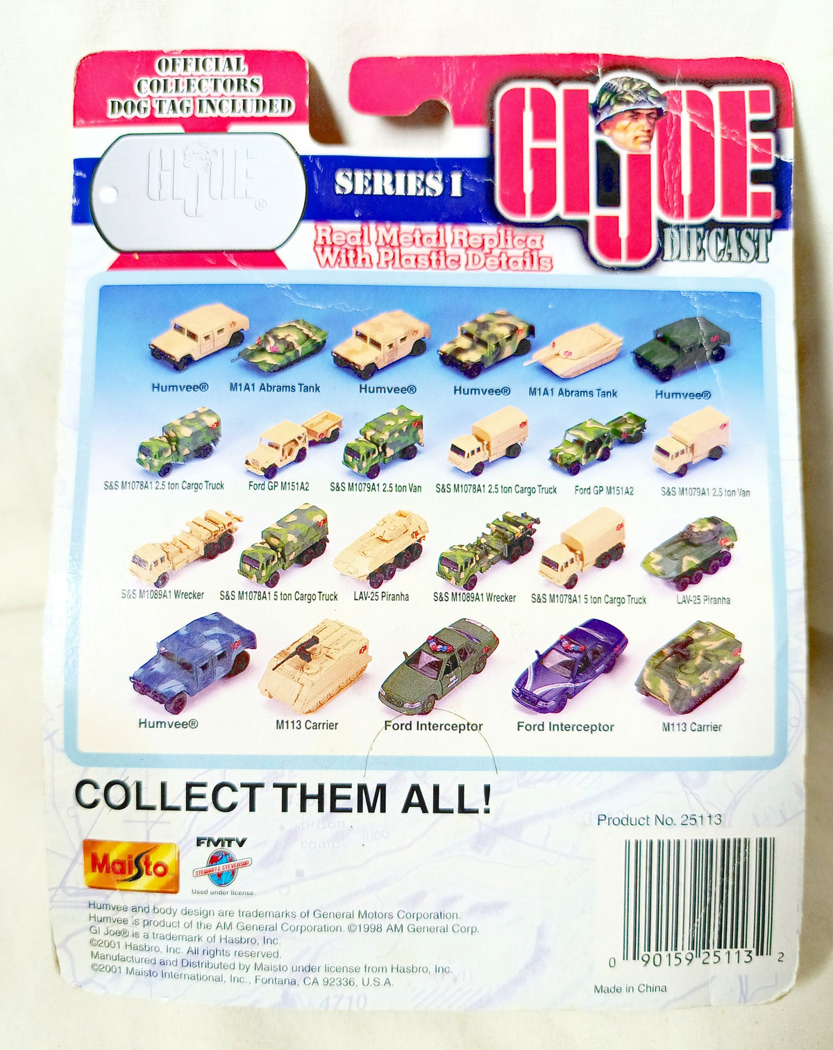 G.I. Joe Diecast S&S M1079A1 2.5 Ton Van Motorized Green Maisto 2001 - TulipStuff