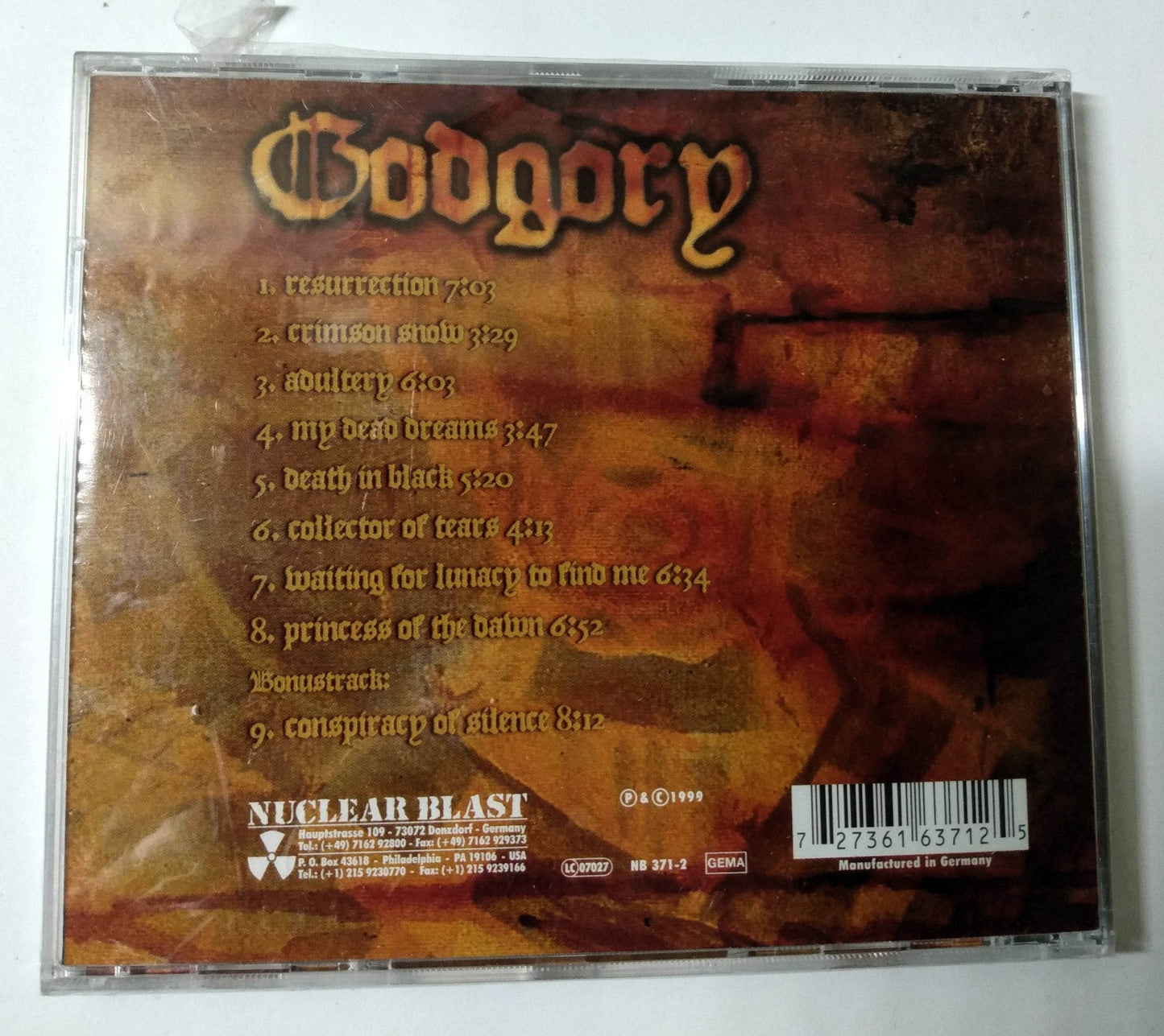Godgory Resurrection German Gothic Death Metal Album CD 1999 - TulipStuff