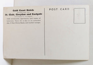Gold Coast Hotels St. Clair Croydon Eastgate Chicago Illinois Postcard 1950's - TulipStuff