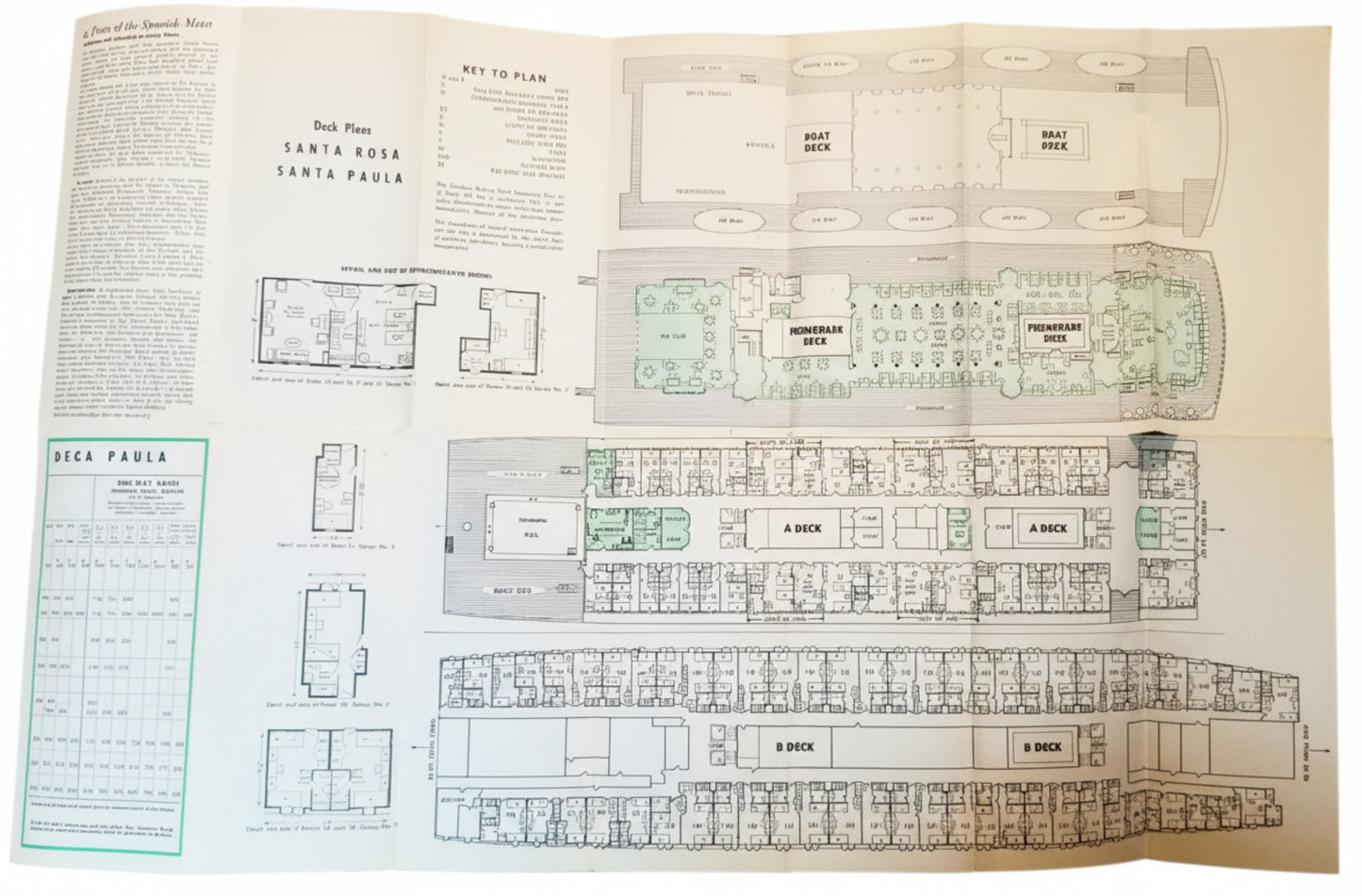 Grace Line Santa Rosa Santa Paula Caribbean Cruises Deck Plans 1952 - TulipStuff