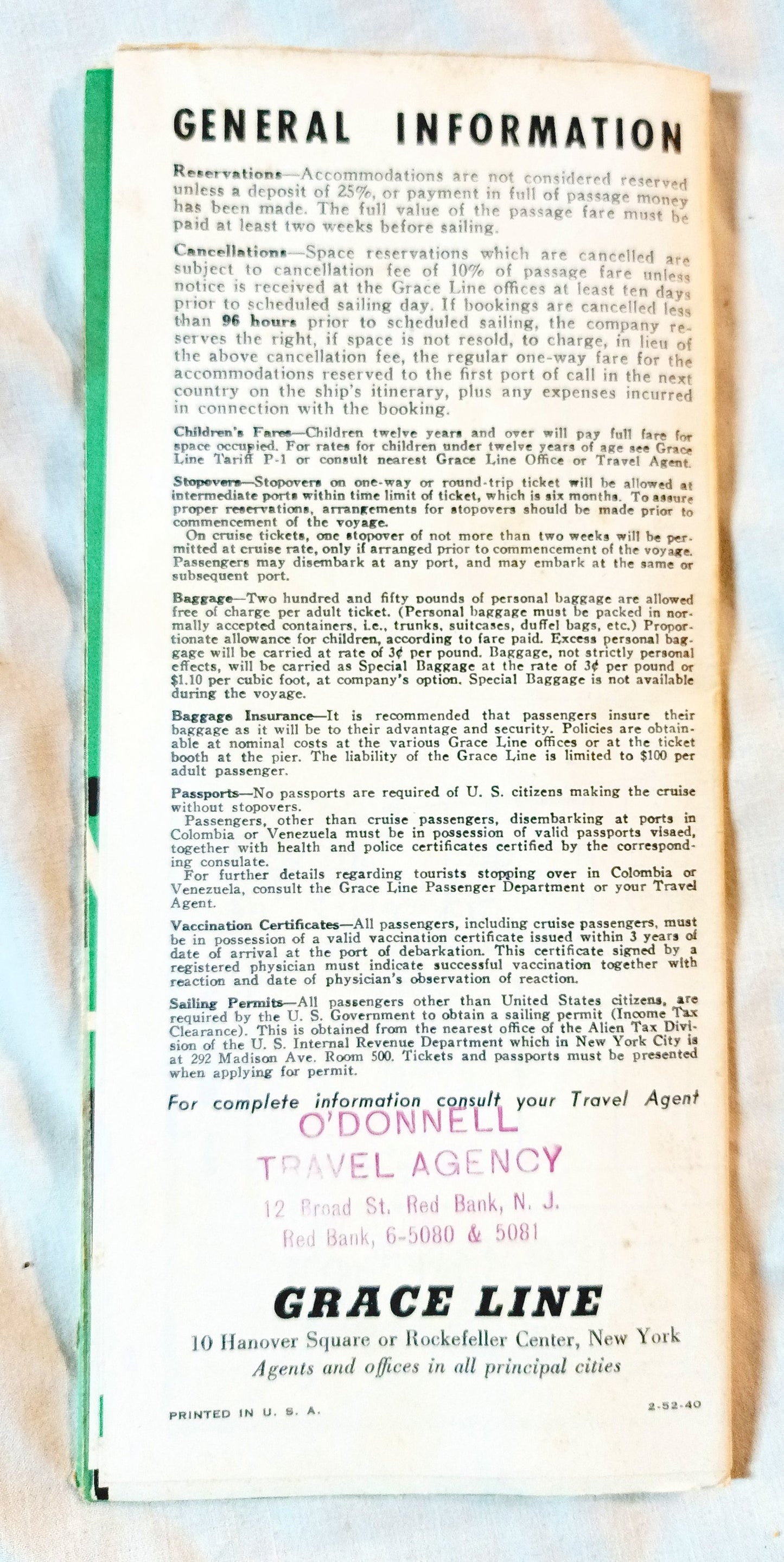 Grace Line Santa Rosa Santa Paula Caribbean Cruises Deck Plans 1952 - TulipStuff