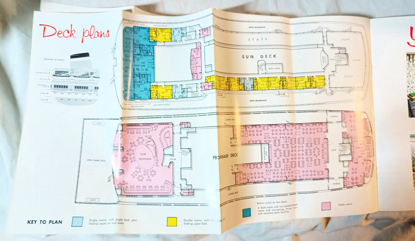 Grace Line Santa Rosa Santa Paula Caribbean Cruises Deck Plans 1960 - TulipStuff
