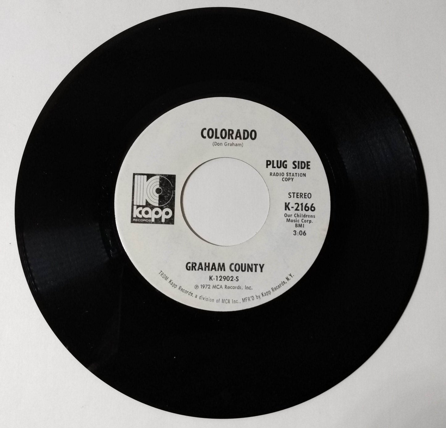 Graham County Colorado / Rocky Road  Country Rock 7" Vinyl Kapp Promo 1972 - TulipStuff