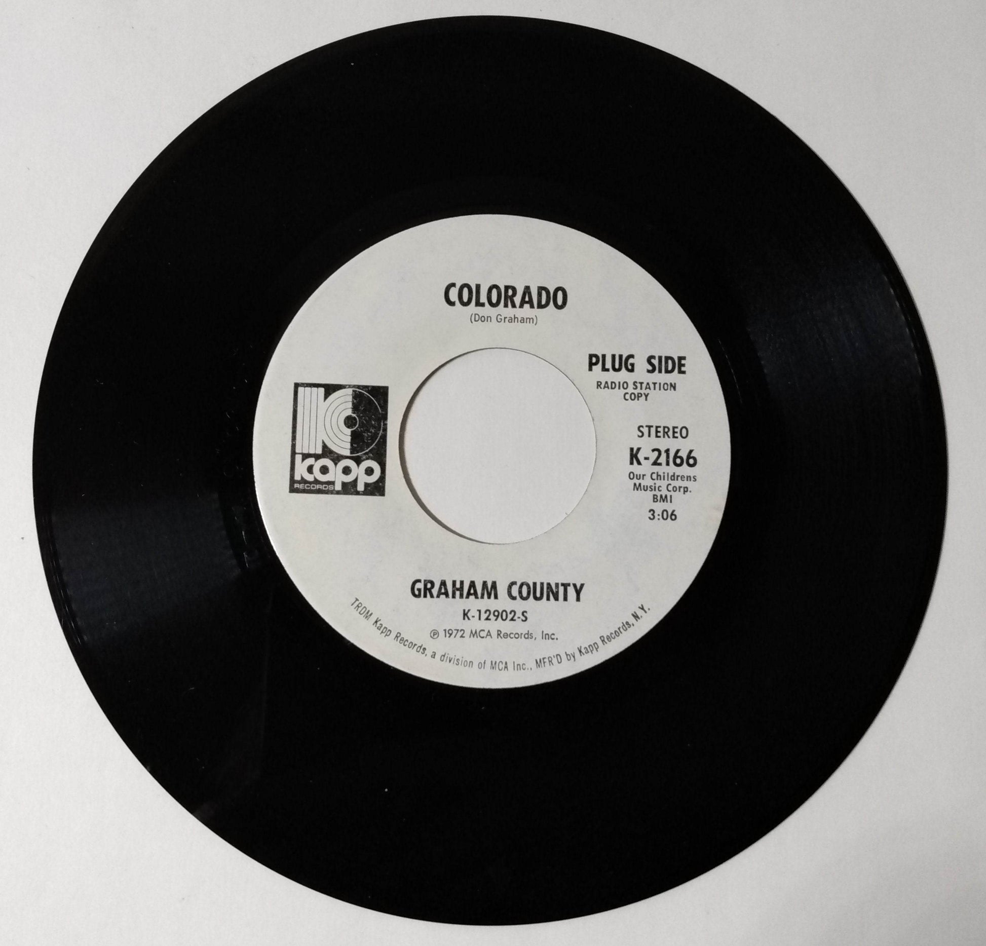 Graham County Colorado / Rocky Road  Country Rock 7" Vinyl Kapp Promo 1972 - TulipStuff