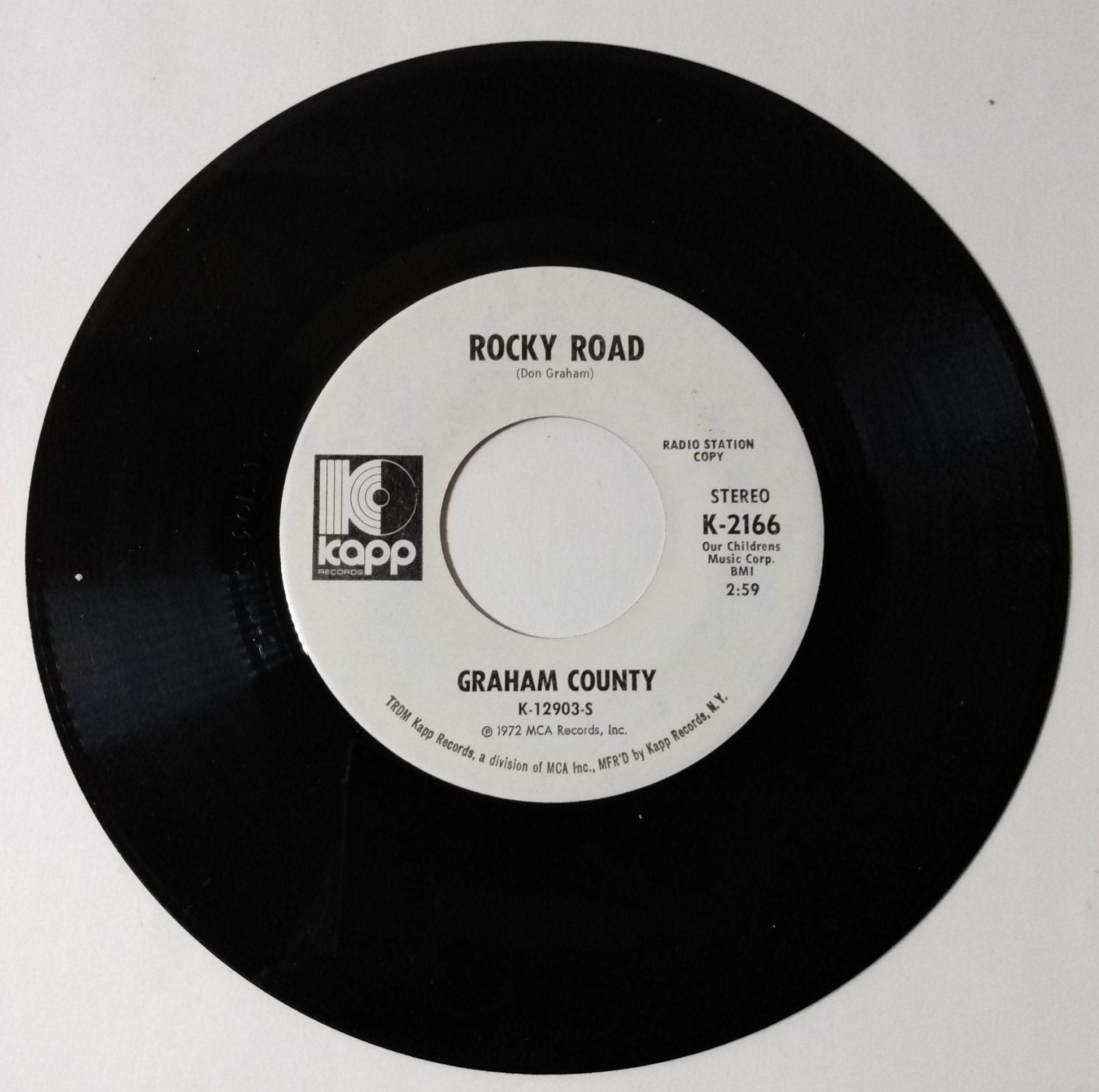 Graham County Colorado / Rocky Road  Country Rock 7" Vinyl Kapp Promo 1972 - TulipStuff