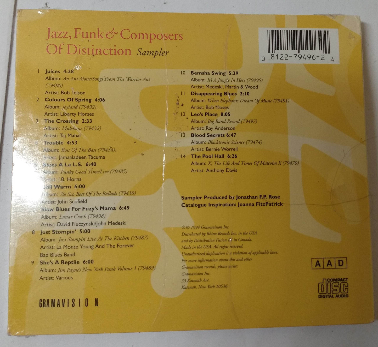Jazz Funk And Composers Of Distinction Sampler Gramavision Album CD 1994 - TulipStuff