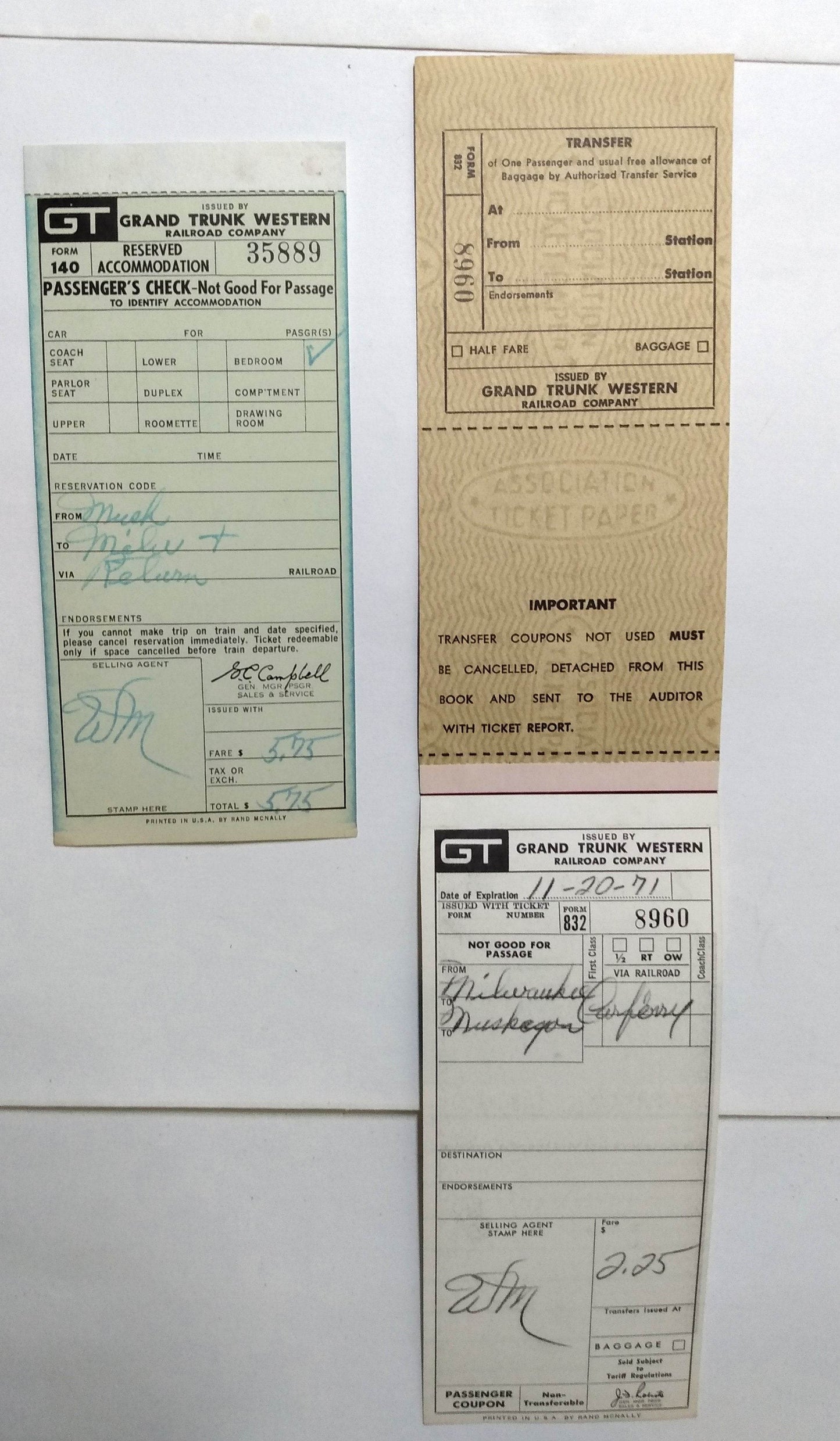 Grand Trunk Railroad Car Ferry Ticket Booklet Muskegon Milwaukee 1971 - TulipStuff