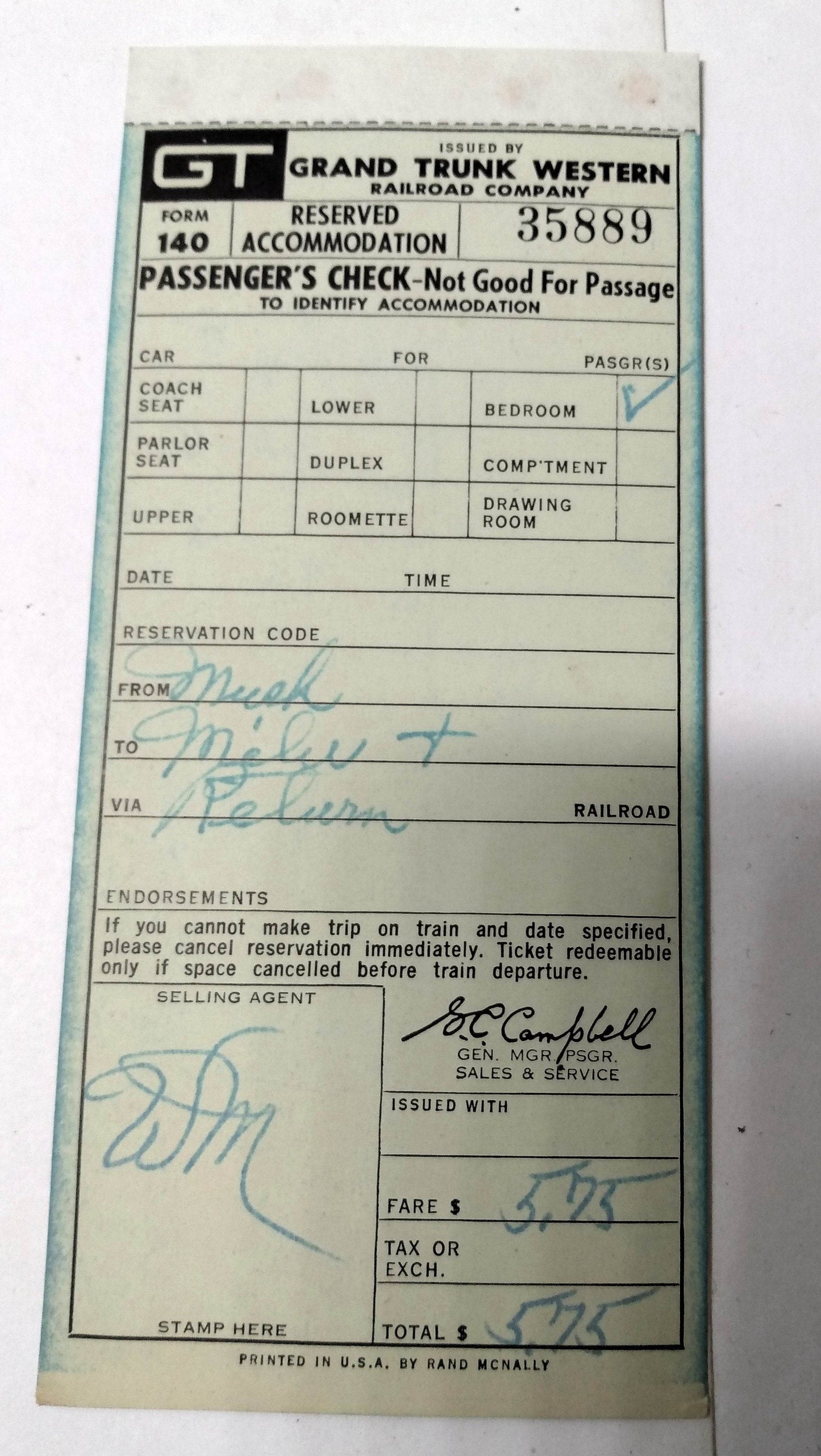 Grand Trunk Railroad Car Ferry Ticket Booklet Muskegon Milwaukee 1971 - TulipStuff