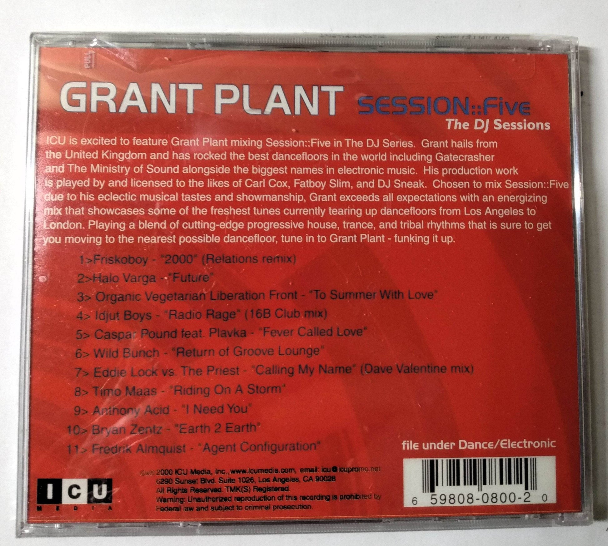 Grant Plant International Club Union Session:Five Trance Album CD 2000 - TulipStuff