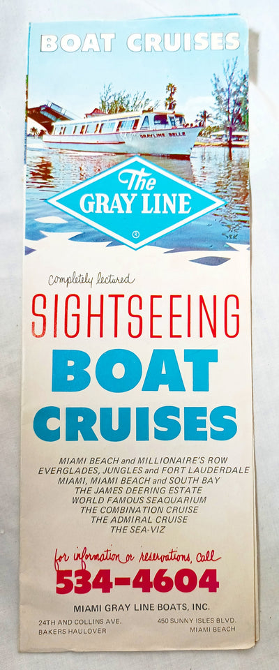 Miami Gray Line Sightseeing Boat Cruises Biscayne Belle Early 1970's - TulipStuff