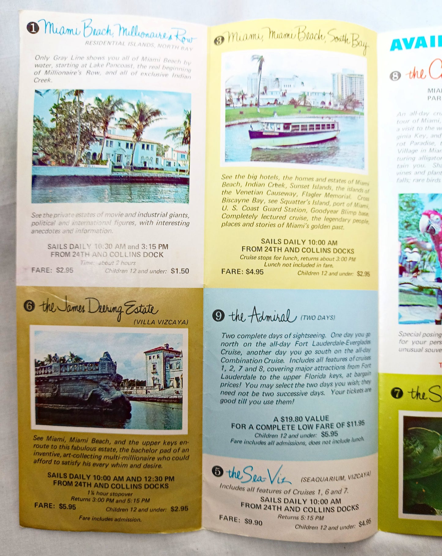 Miami Gray Line Sightseeing Boat Cruises Biscayne Belle Early 1970's - TulipStuff