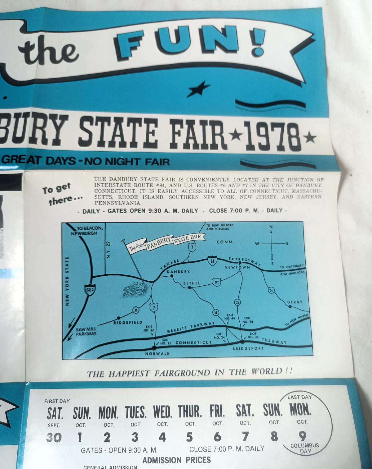 Great Danbury State Fair 109th Annual Sept 30th-Oct 9th 1978 Connecticut - TulipStuff