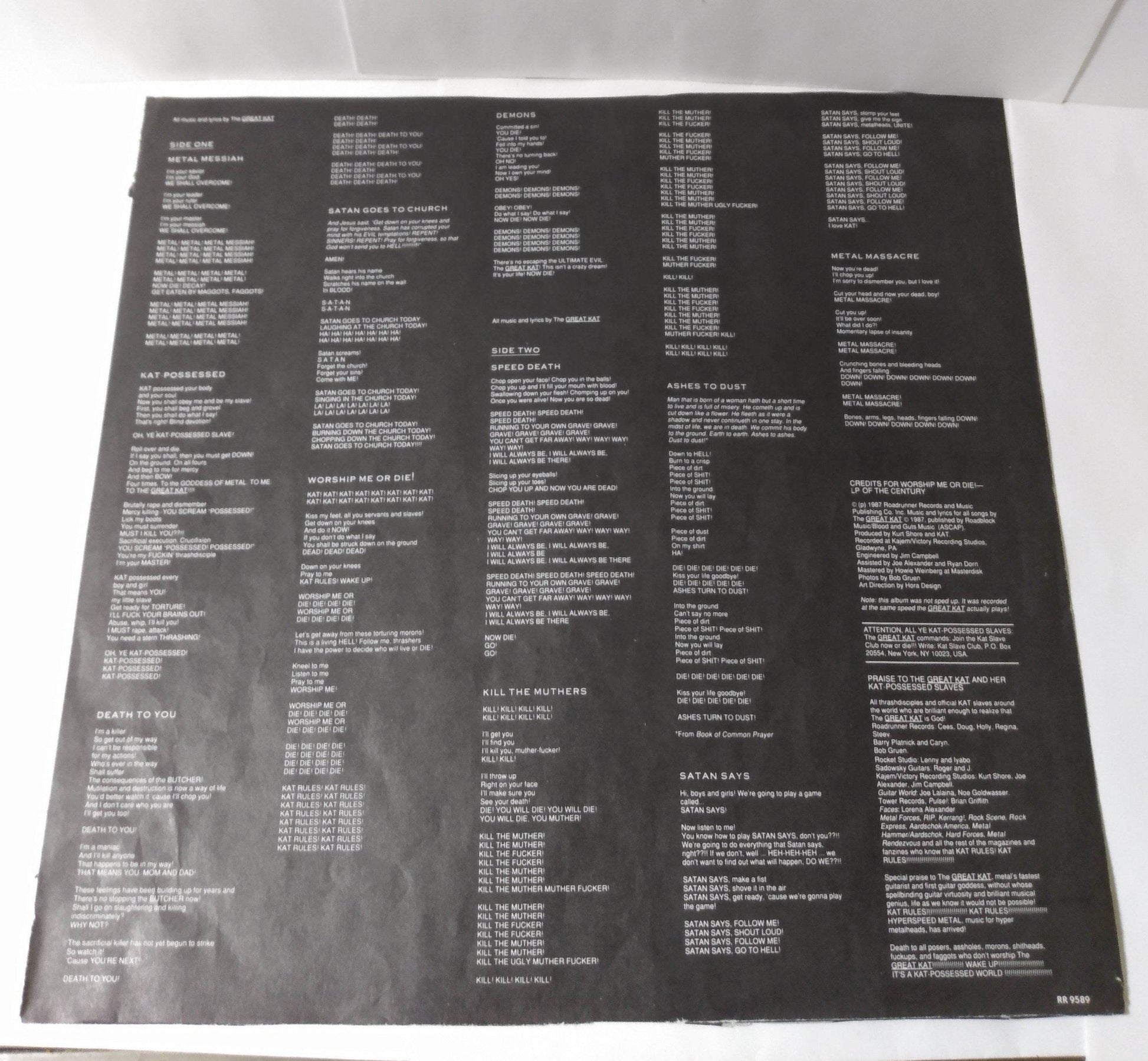 The Great Kat Worship Me Or Die Thrash Metal 12 inch Vinyl LP 1987 - TulipStuff