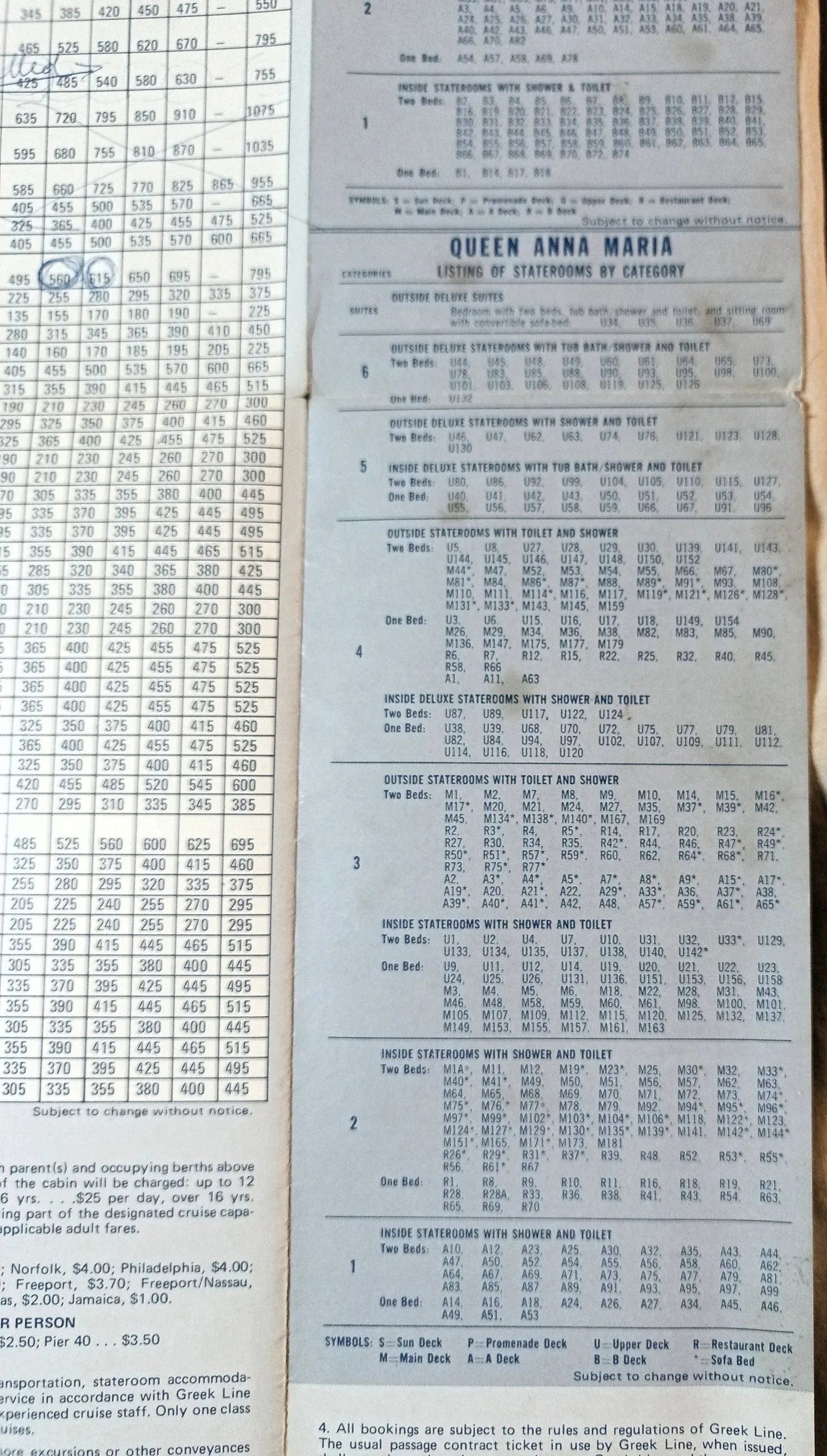 Greek Line Cruises 1973-74 TSS Queen Anna Maria TSS Olympia Brochure - TulipStuff