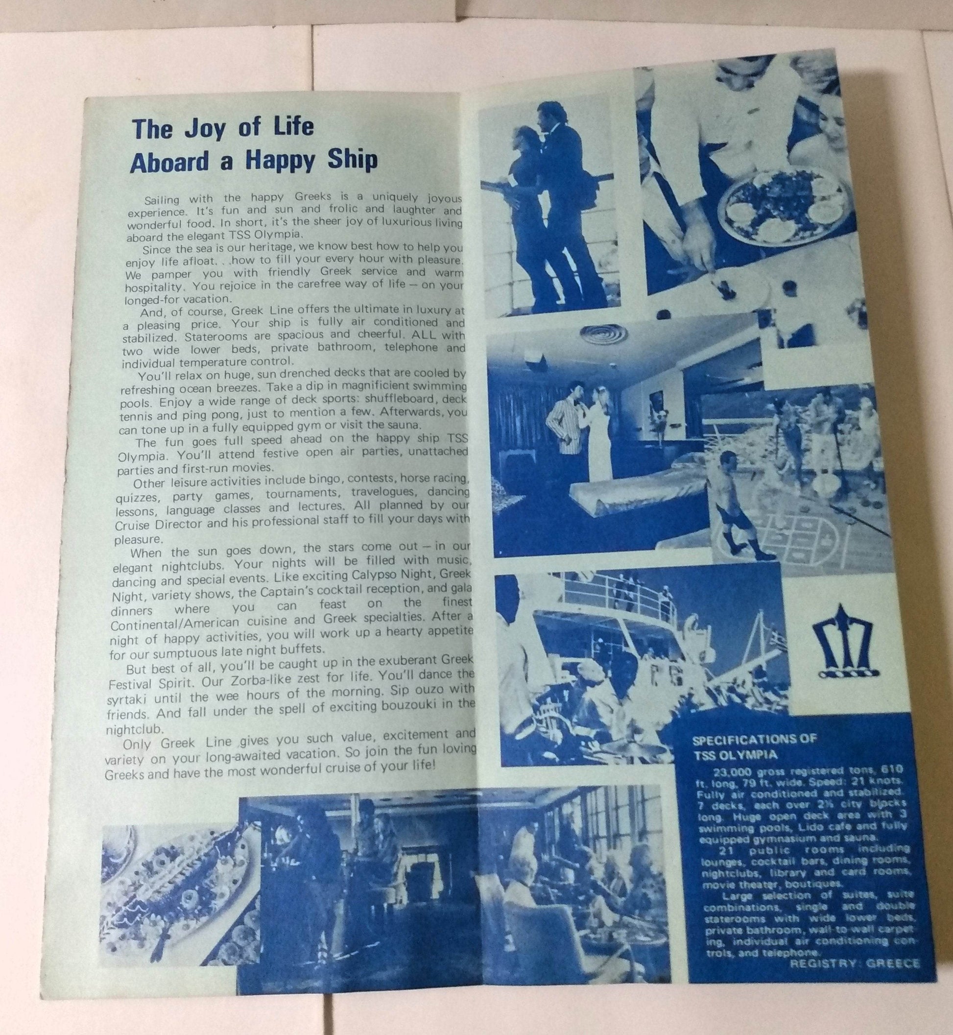 Greek Line TSS Olympia 1974 Winter Cruises From New York Brochure - TulipStuff