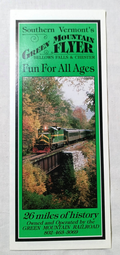 Green Mountain Flyer 1996 Railroad Schedule Bellows Falls Vermont - TulipStuff