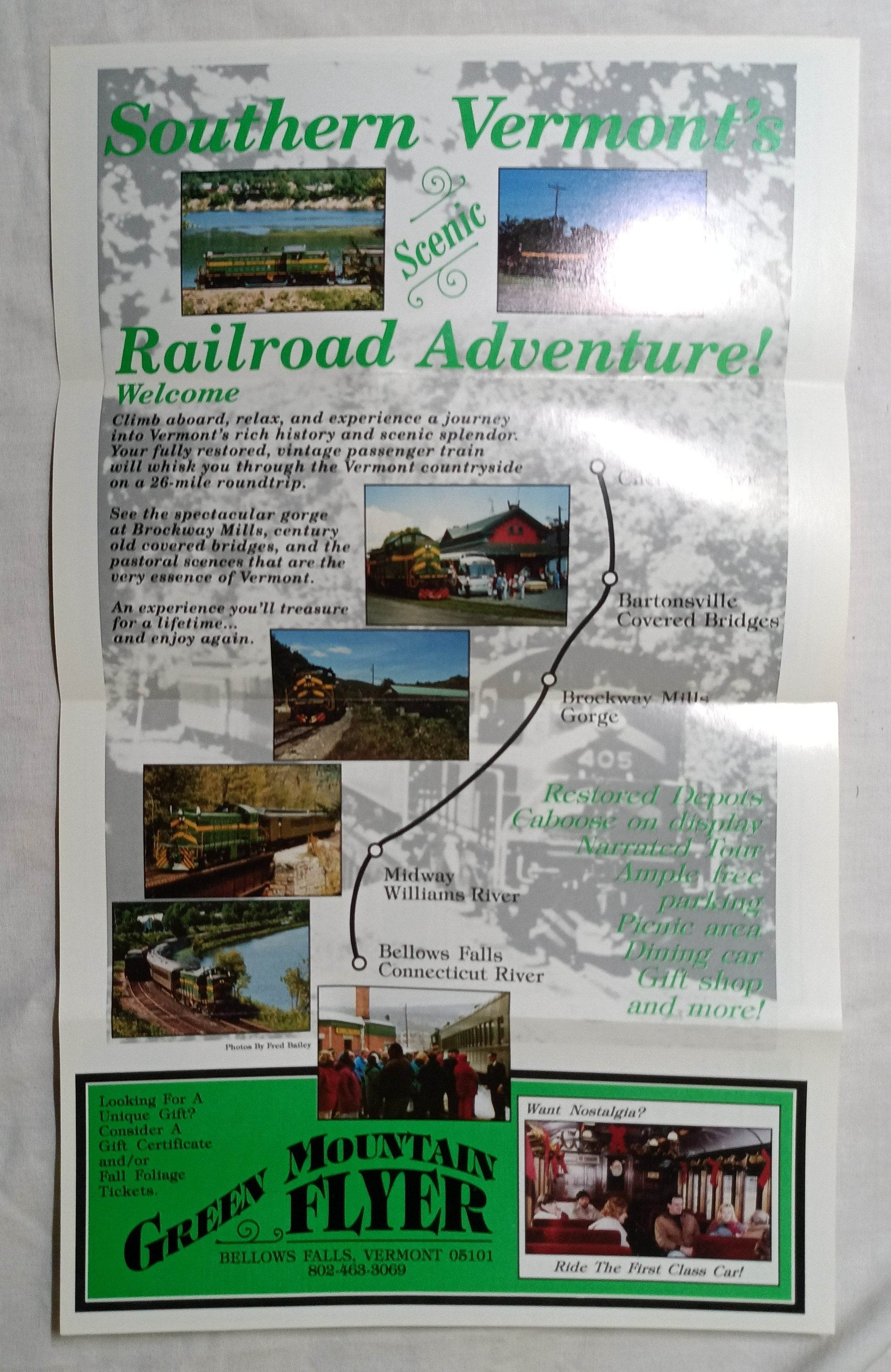 Green Mountain Flyer 1996 Railroad Schedule Bellows Falls Vermont - TulipStuff