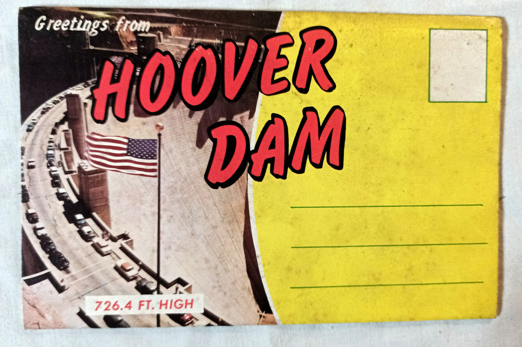 Greetings From Hoover Dam Nevada Arizona Postcard Folder Early 1960's - TulipStuff