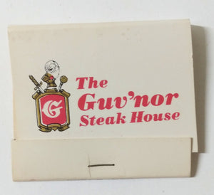 The Guv'nor Steak House Madison Ave Manhattan Matchbook 1980's - TulipStuff