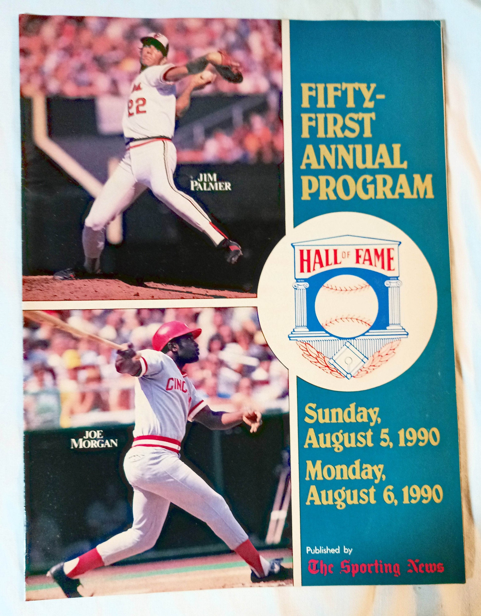 1990 Baseball 51st Annual Hall of Fame Program Joe Morgan Jim Palmer - TulipStuff