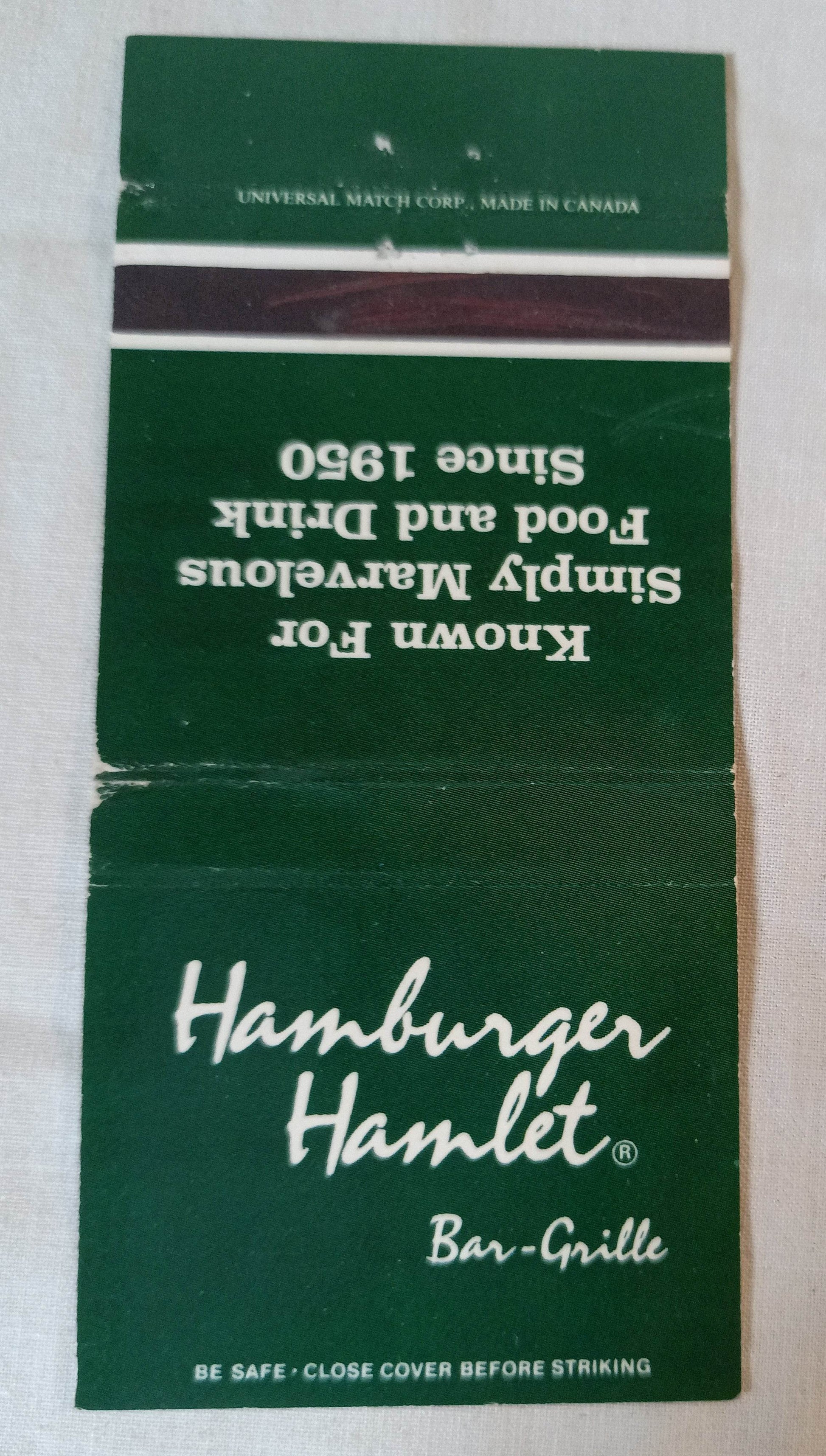 Hamburger Hamlet Bar-Grille California Matchbook Cover 1980's - TulipStuff