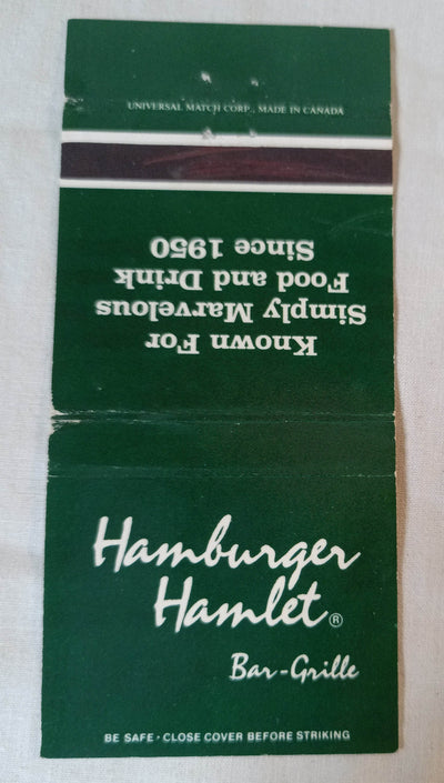 Hamburger Hamlet Bar-Grille California Matchbook Cover 1980's - TulipStuff