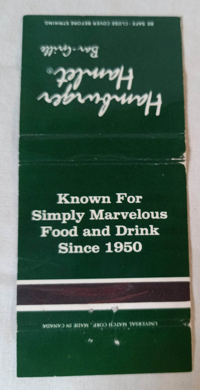 Hamburger Hamlet Bar-Grille California Matchbook Cover 1980's - TulipStuff