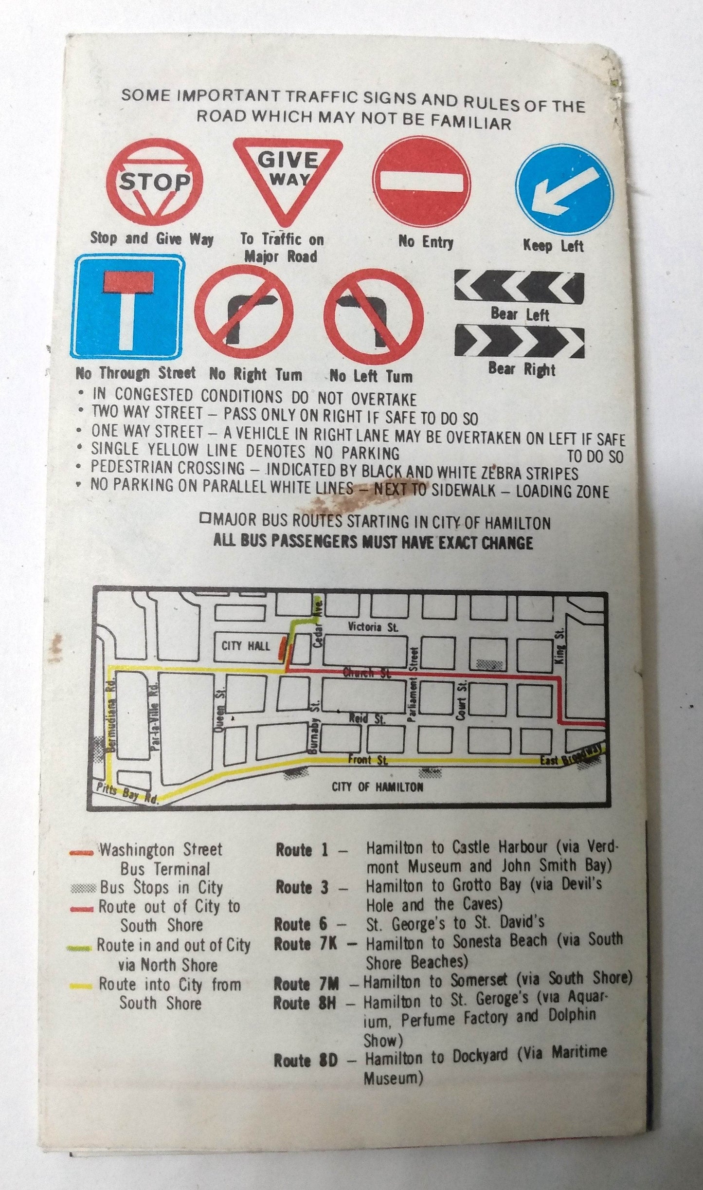 Handy Reference Pocket Map of Bermuda Hamilton St George 1977 - TulipStuff