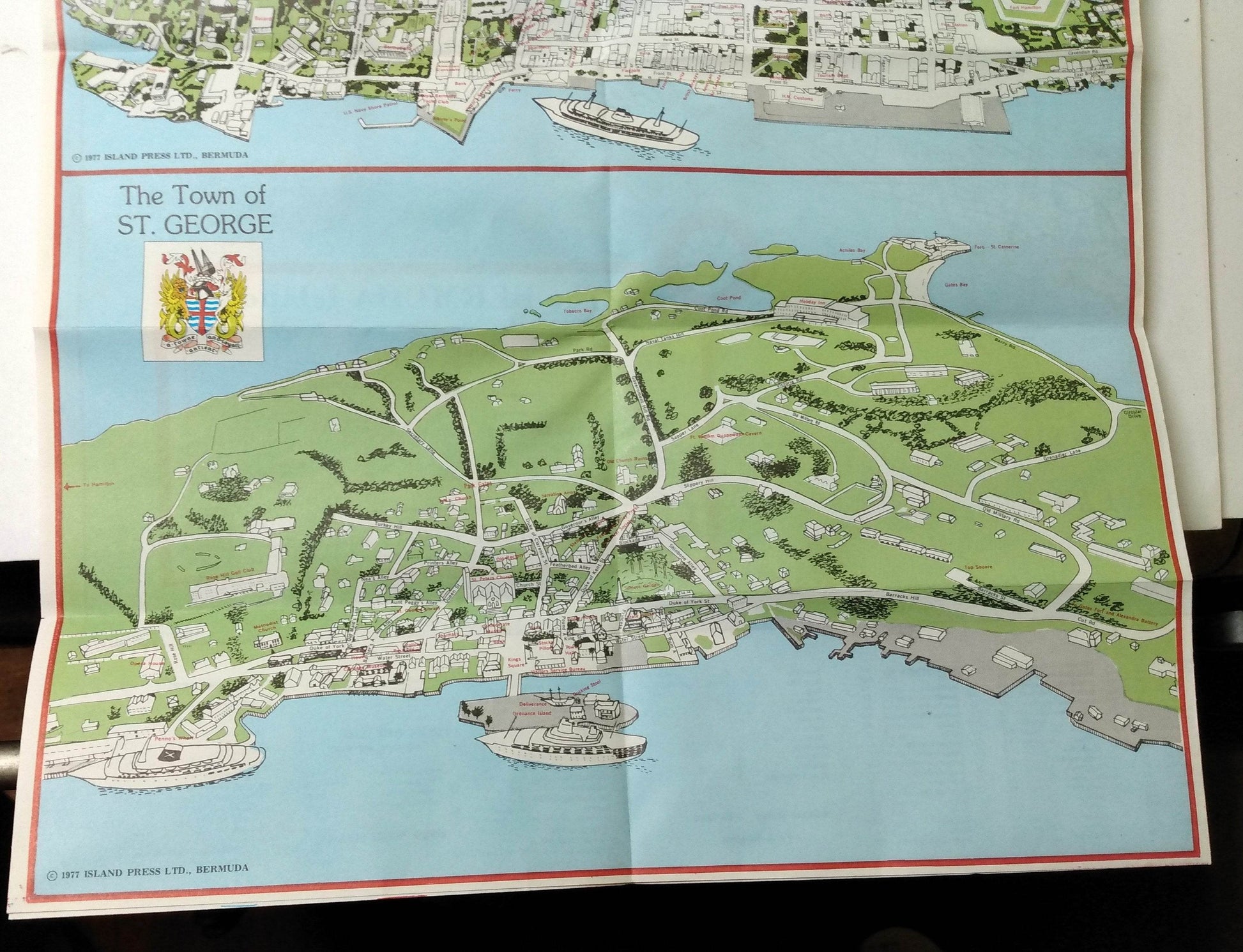 Handy Reference Pocket Map of Bermuda Hamilton St George 1977 - TulipStuff