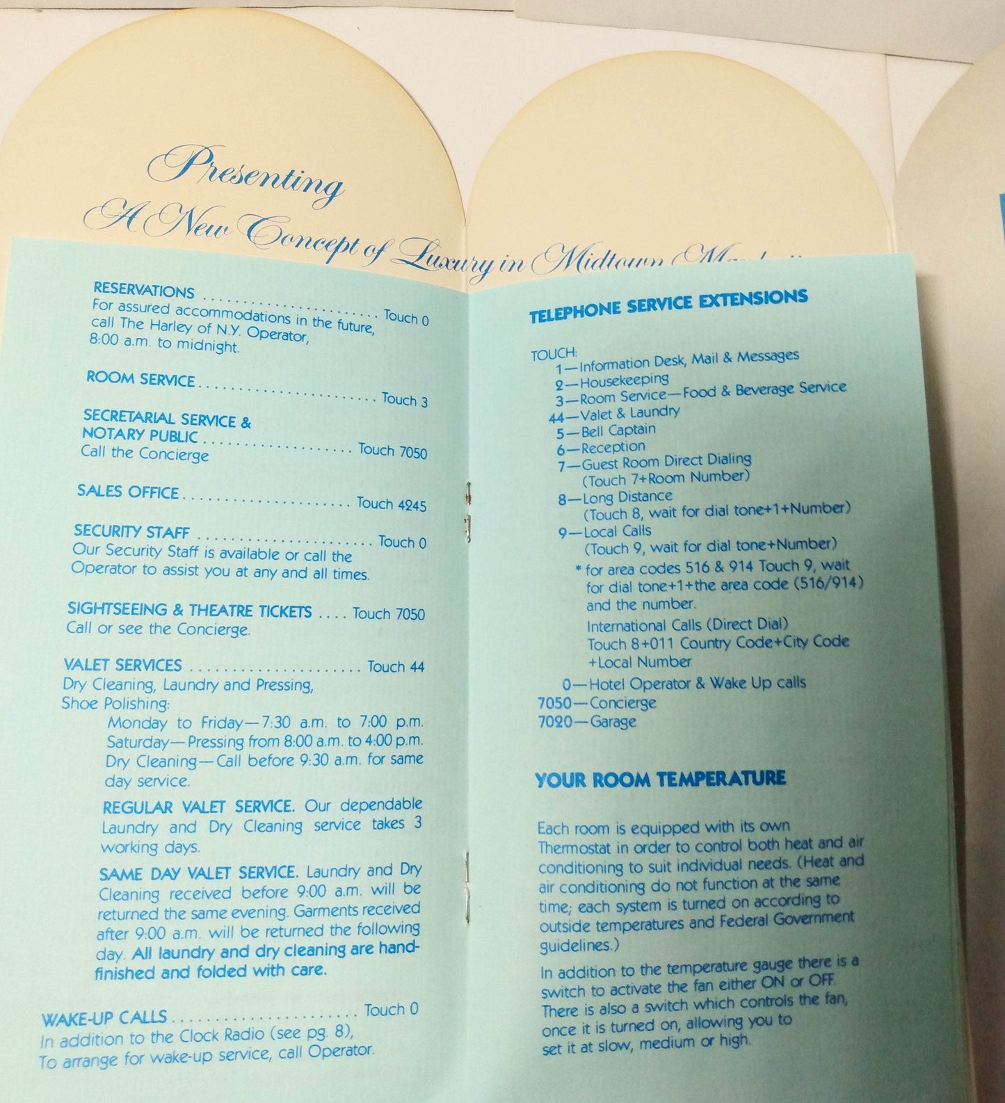 The Harley Of New York A Helmsley Hotel Guest Services Guide 1982 - TulipStuff