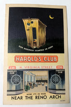 Load image into Gallery viewer, Harold&#39;s Club Casino N Virginia St Outhouse Reno Nevada Postcard 1941 - TulipStuff
