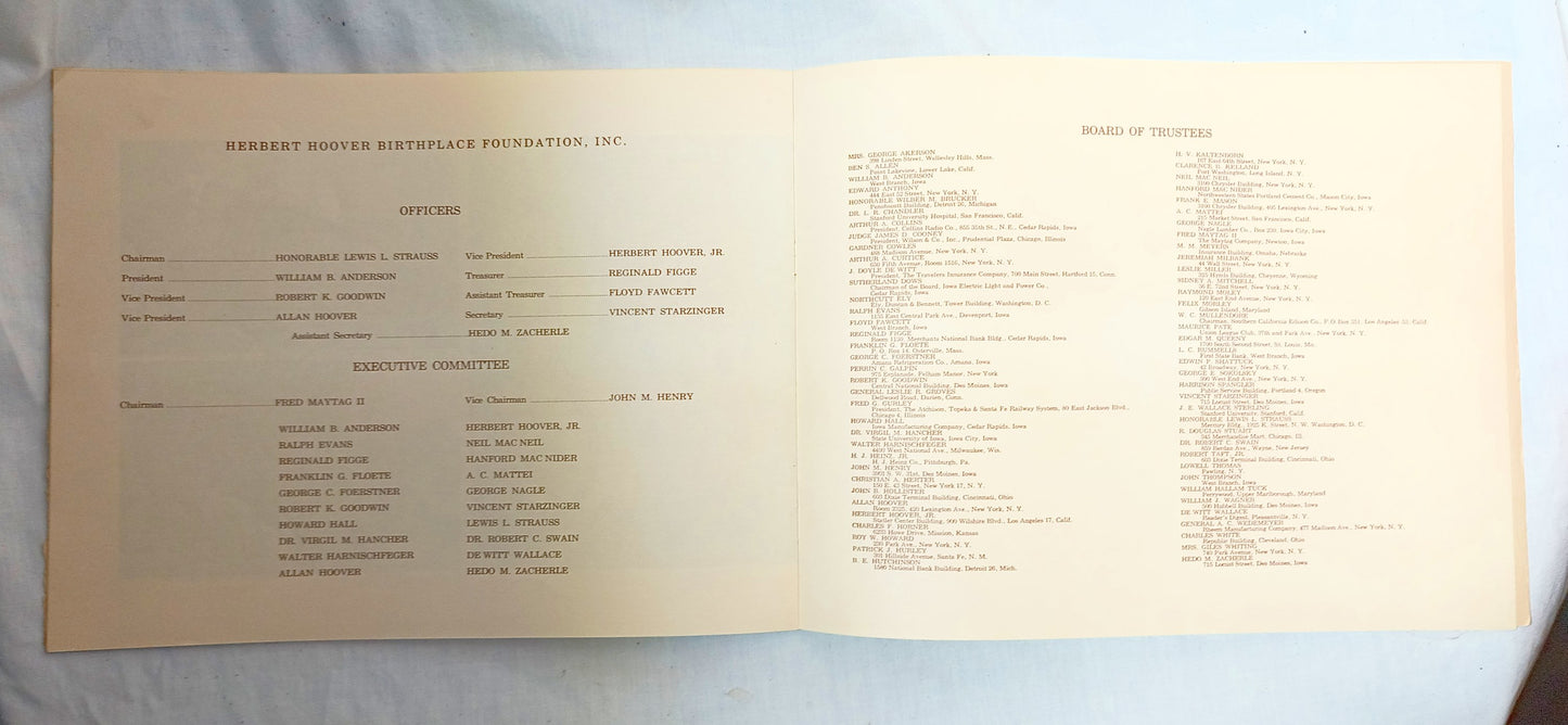 Herbert Hoover Presidential Library Dedication Ceremony Program 1962 - TulipStuff