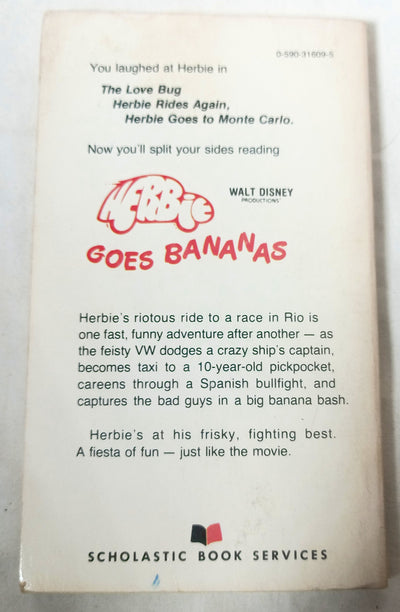 Herbie Goes Bananas Walt Disney Productions Paperback Joe Claro 1980 - TulipStuff